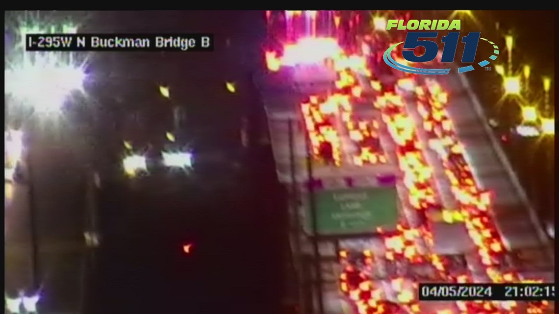 Buckman Bridge westbound lanes shut down Friday night due to car fire - Vimarsana News