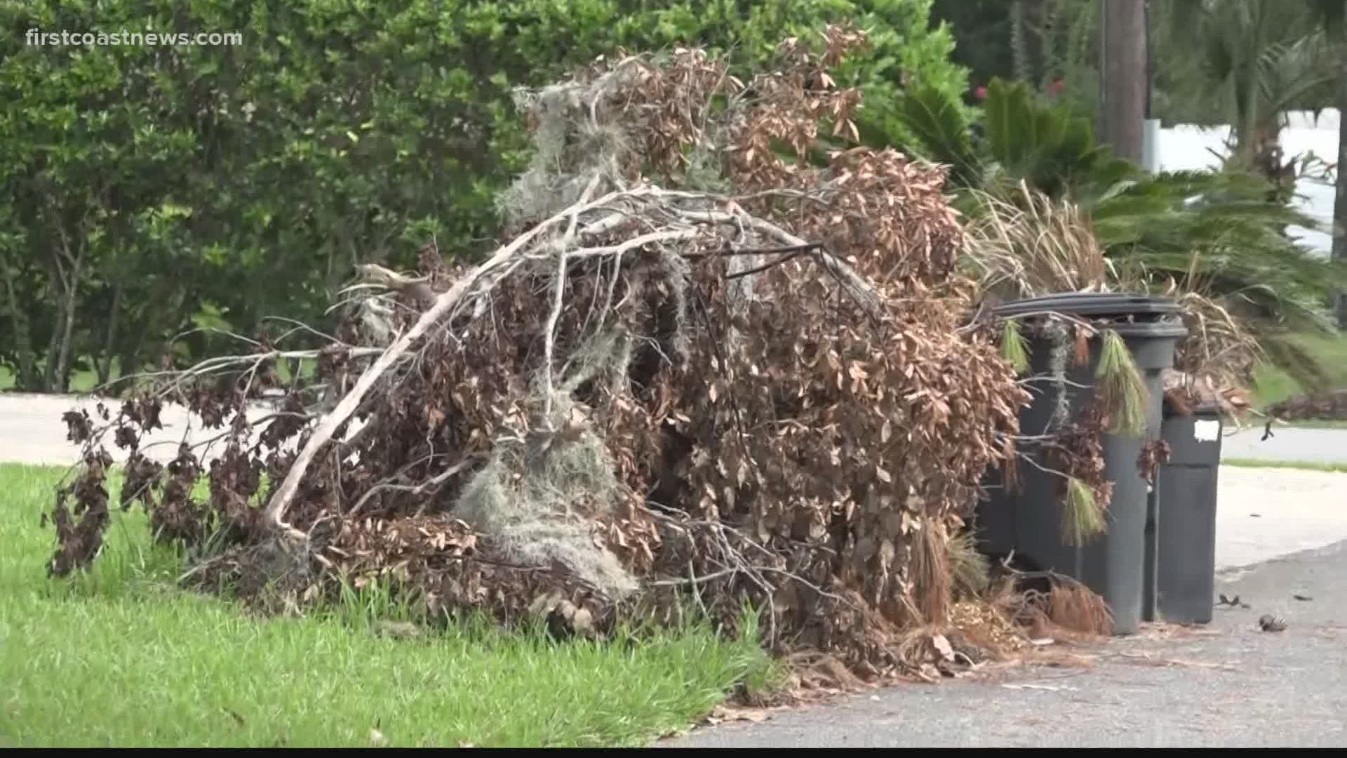 Residents say they haven’t seen the city come out after the storm to pick up the debris on their sidewalks.