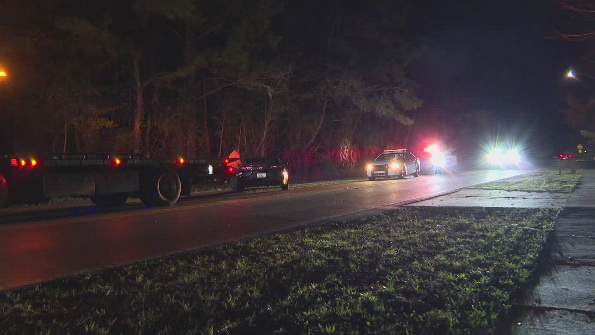 The Jacksonville Sheriff's Office says three people were hit by a vehicle on Starratt Road Tuesday after they were all involved in an altercation prior to collision.