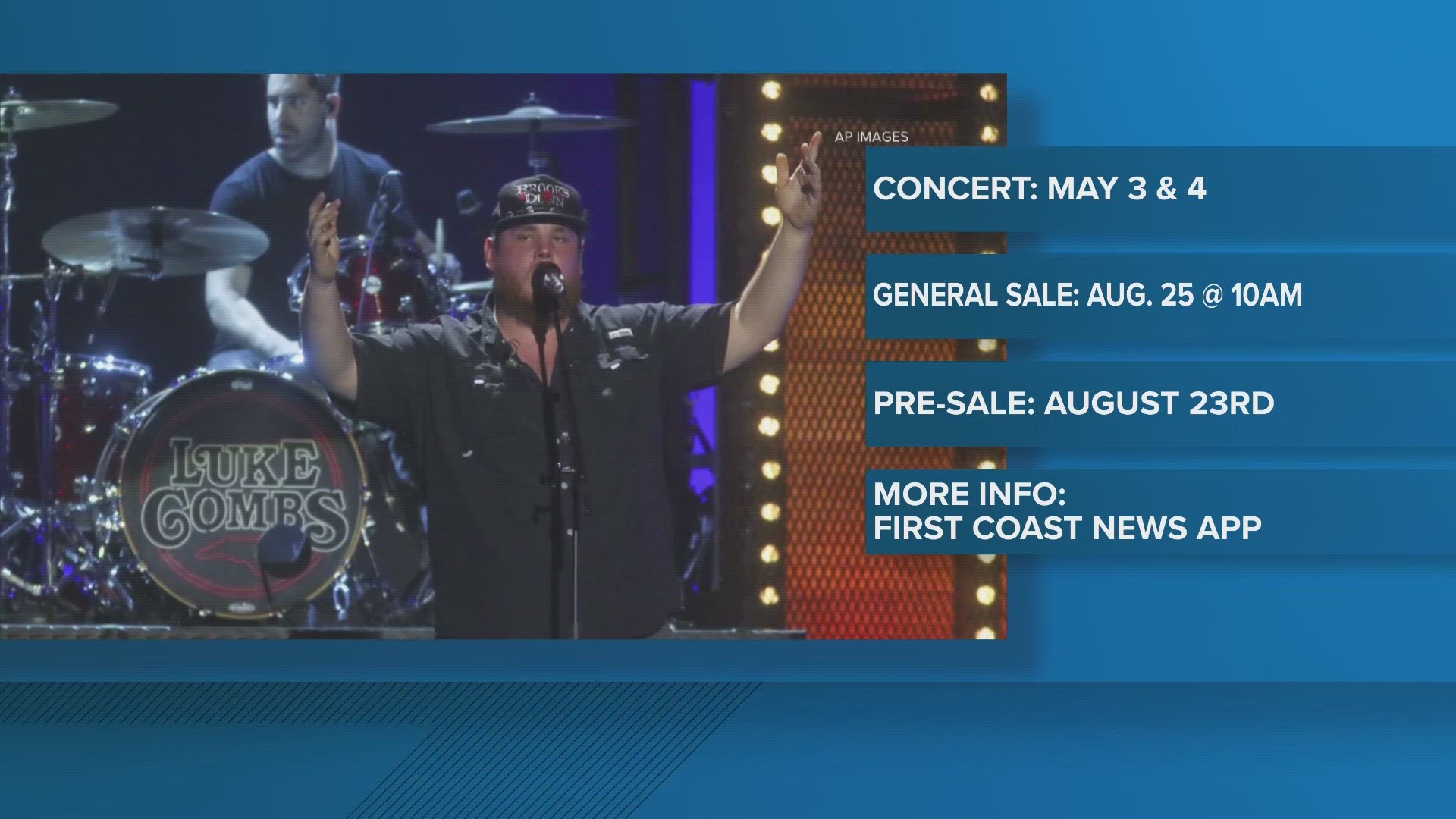 Luke Combs, CMA Entertainer of the Year, announced 25 U.S. stadium shows, including two at EverBank.