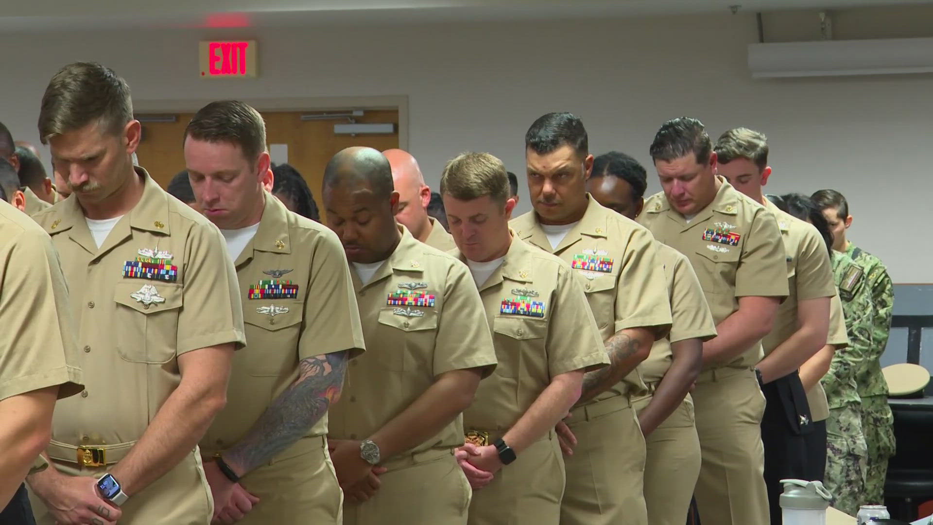 Sailors Wednesday morning took part in an annual flag-raising ceremony at the Navy base to honor the lives lost in the deadliest terrorist attack in U.S. history.