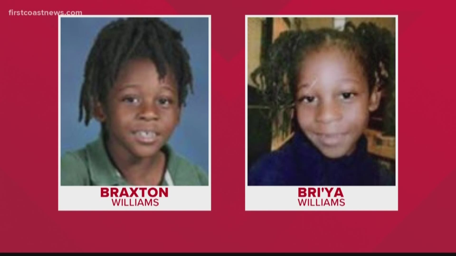 JSO said it is looking for a white four-door vehicle that is playing loud children's music. It was seen in the neighborhood where Braxton & Bri'ya Williams live.