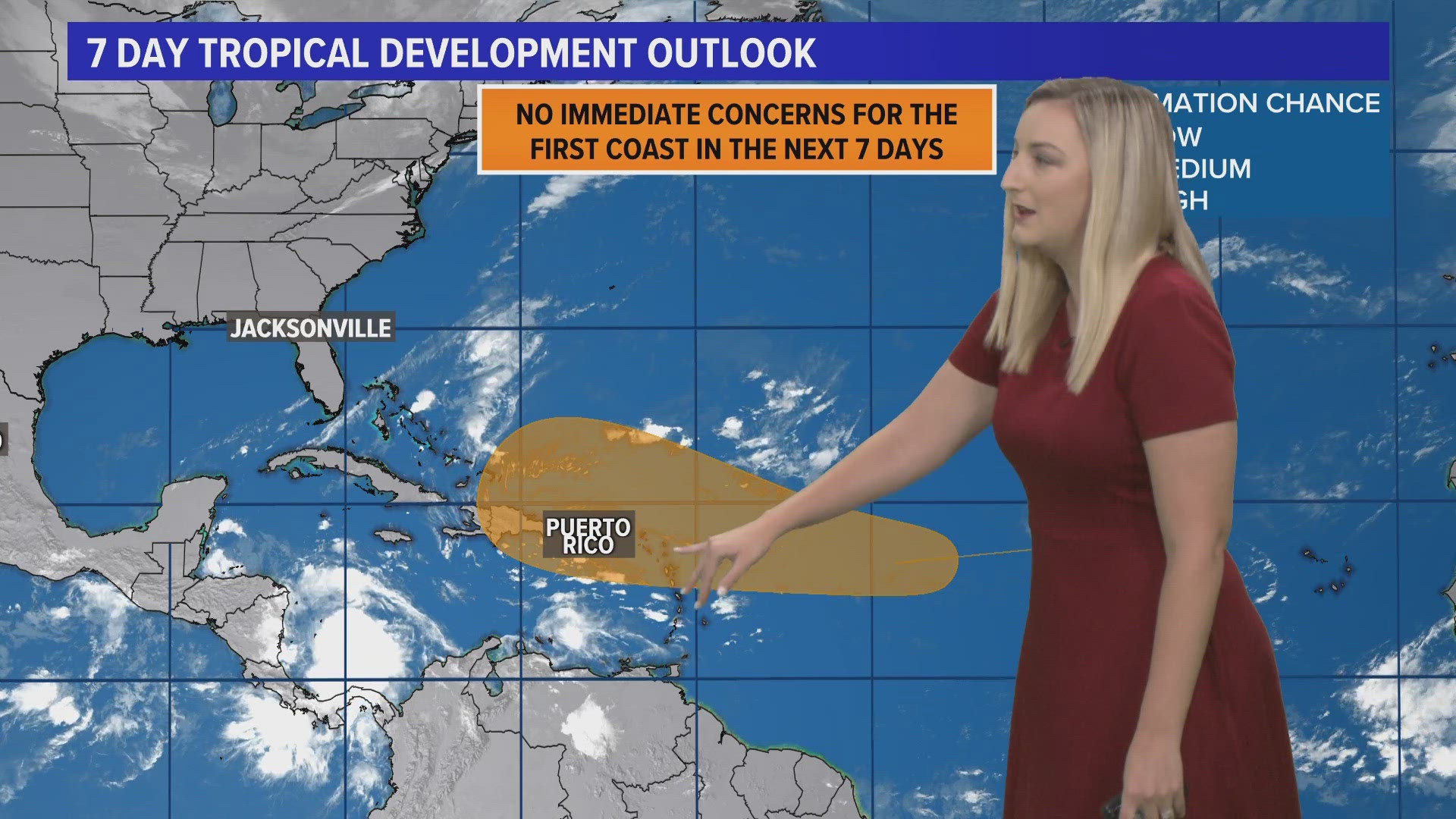 Once the area of low pressure approaches the Caribbean, there may be a medium chance of tropical development.