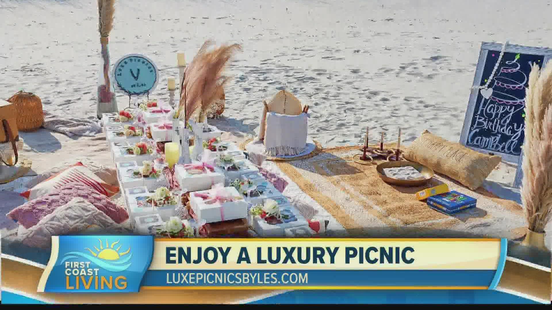 The owner, Leslie Diaz shows us an example of one of her luxe picnic displays.