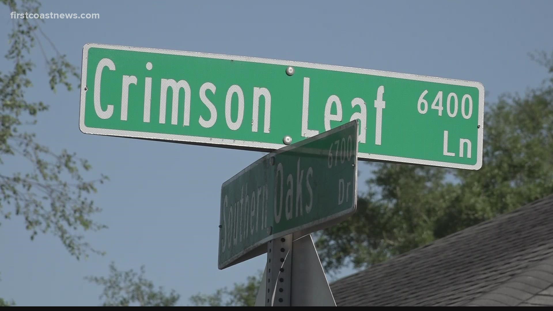 The incident happened on Crimson Leaf Lane around 12:45 p.m..