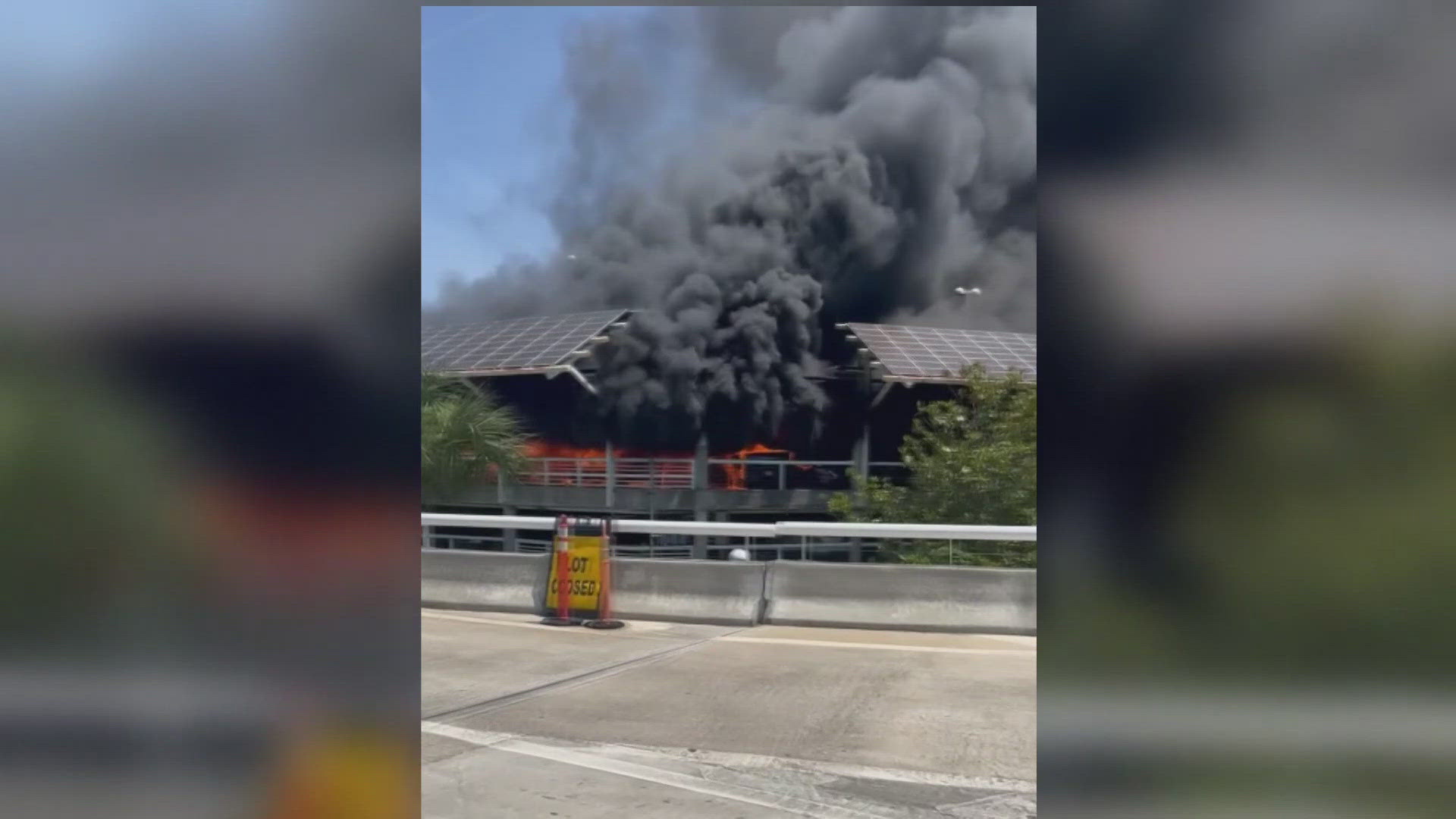 A fire in the airport's hourly garage damaged dozens of cars and caused a partial collapse of two floors.