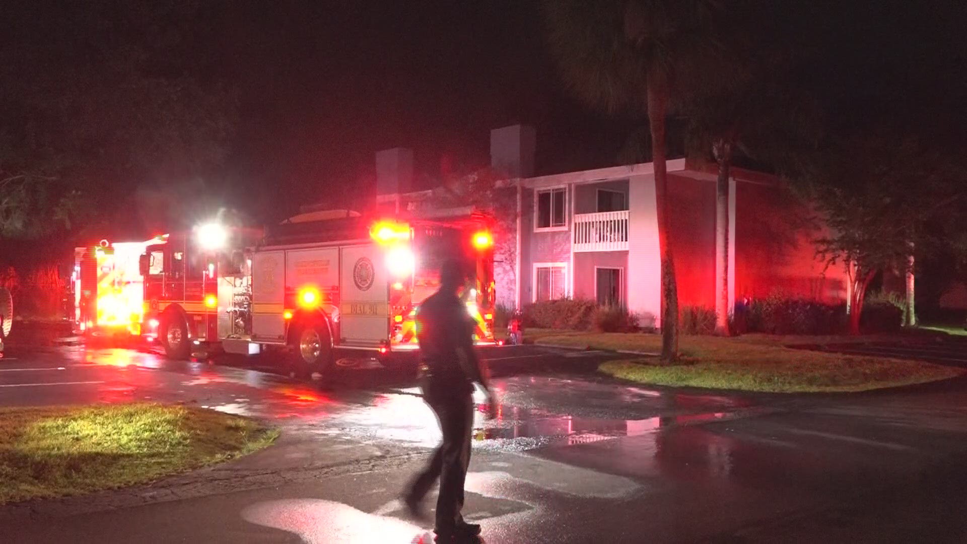 JFRD responded to an apartment fire at The Cove in Atlantic Beach just before 2 a.m. Eight adults, one child and two dogs escaped.