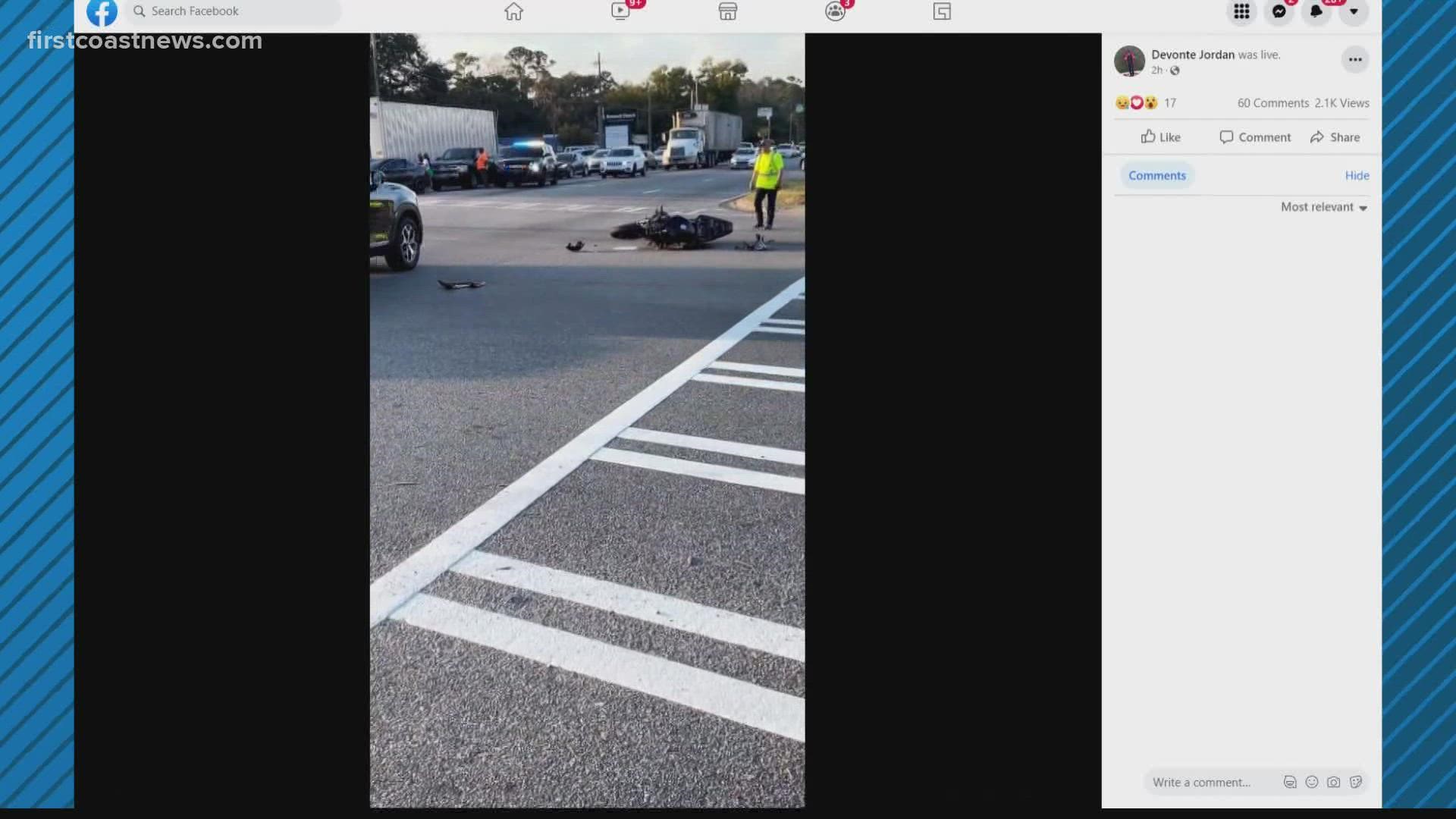 The man was put in handcuffs after losing control and crashing his bike, according to Glynn County Police Chief Jacques Battiste.