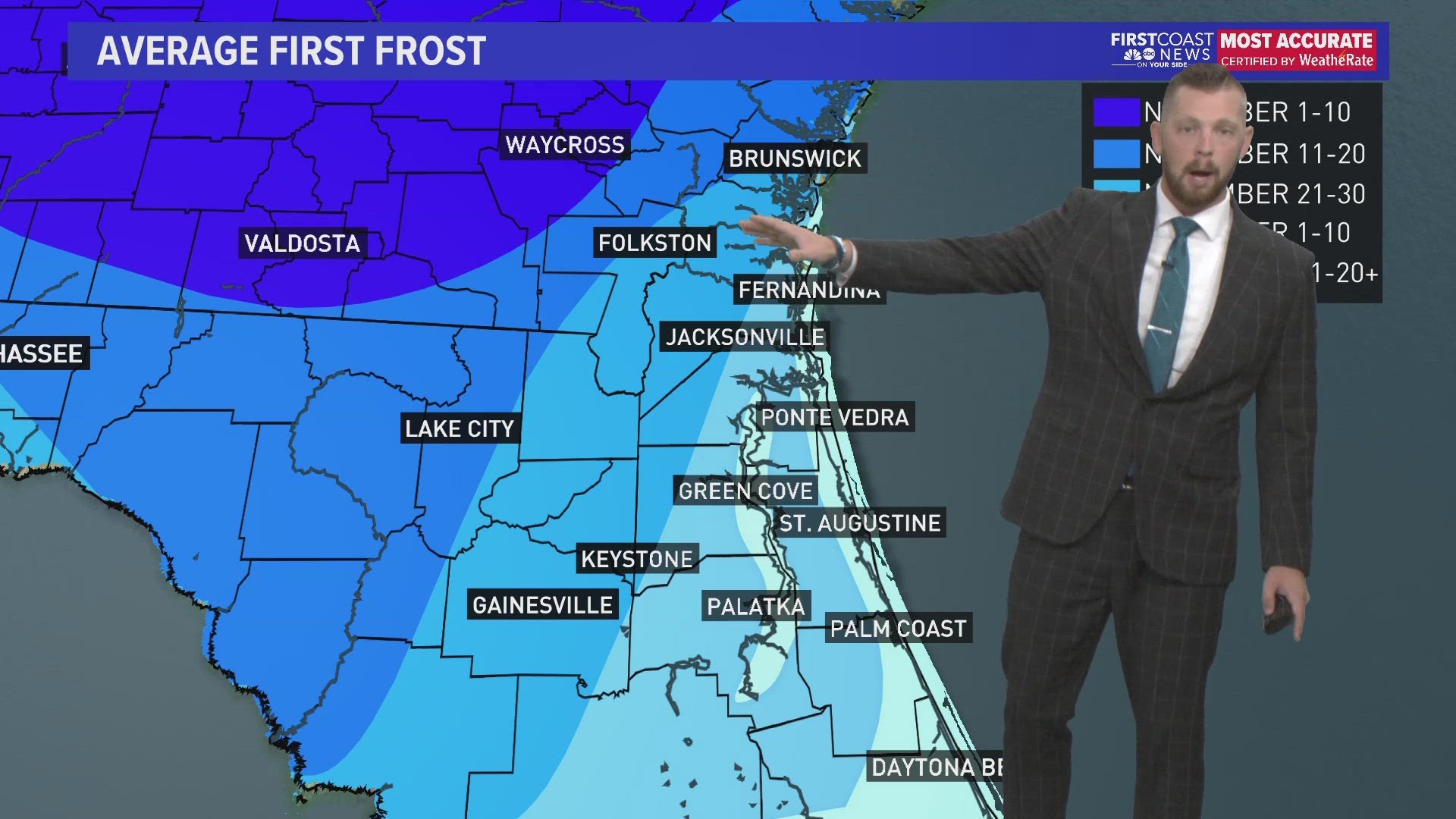 The seasons are changing, so here's a look at when the First Coast could experience it's first Fall frost.