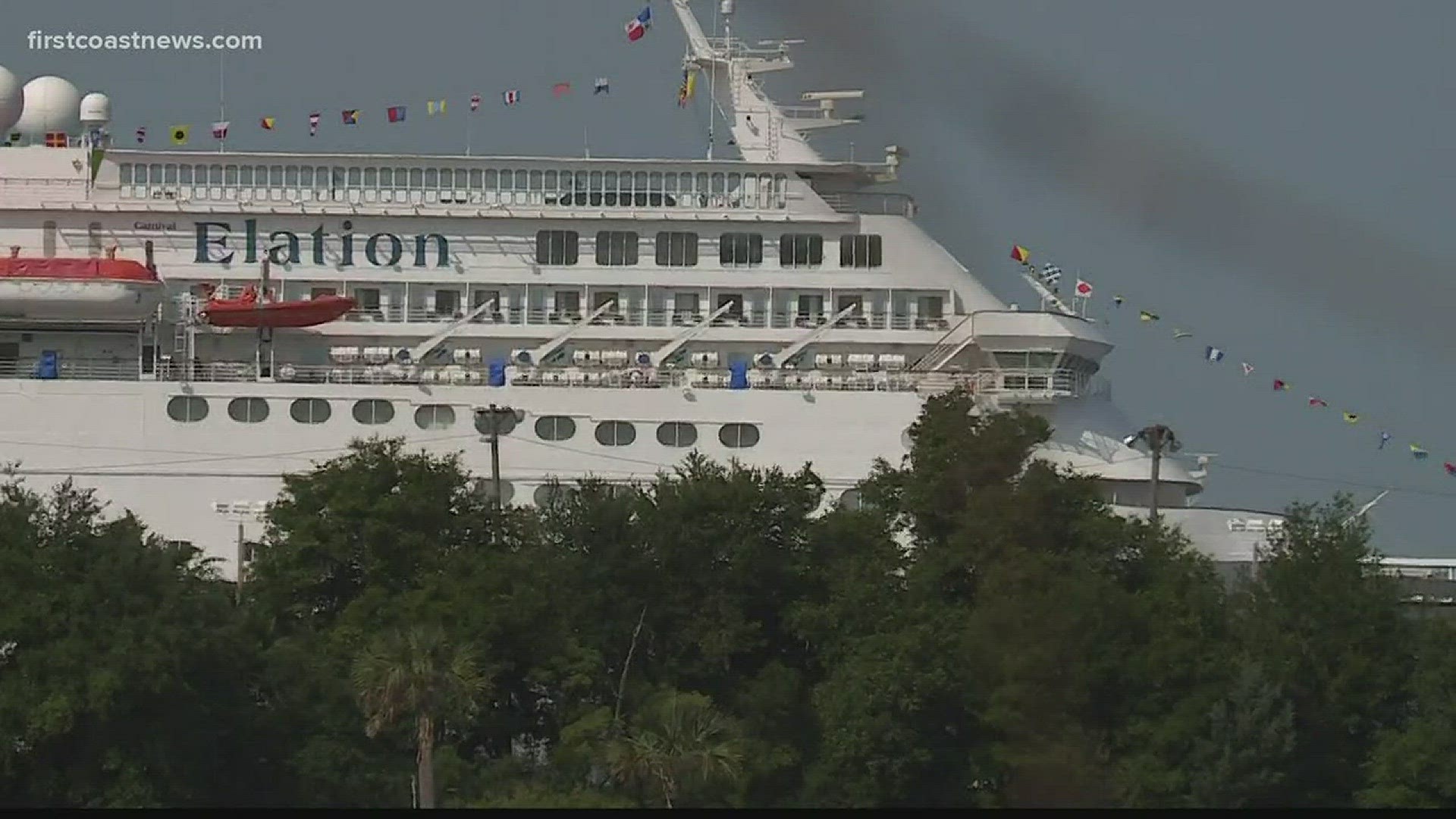 A woman died after falling from her balcony on a cruise ship on the way to the Bahamas.