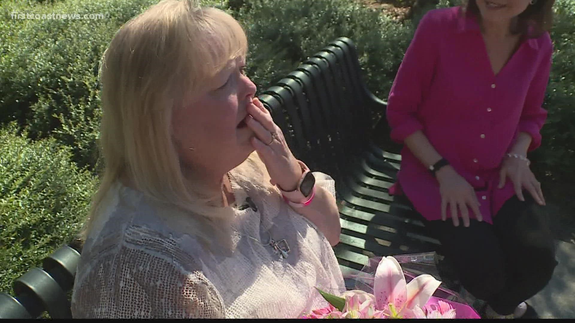 A special surprise for a breast cancer survivor brought her to tears.