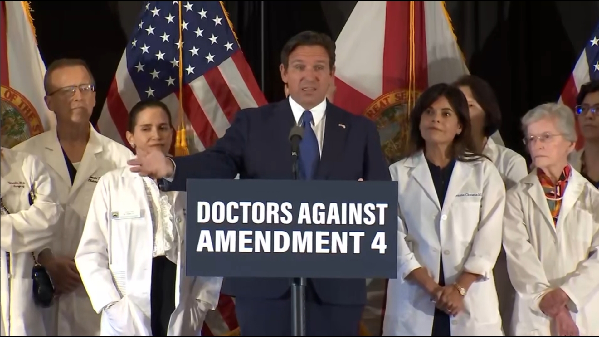 Governor Ron DeSantis held a press conference in South Florida Monday to urge voters to vote "No" on Amendment 4.