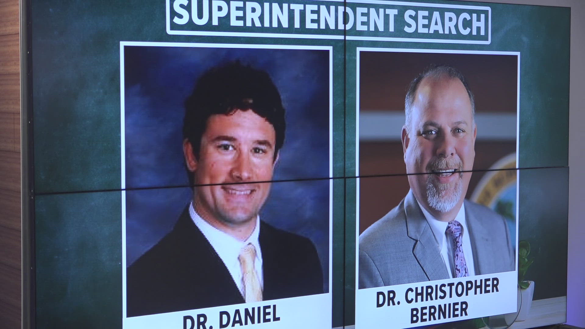 Dr. Daniel Smith and Dr. Christopher Bernier are the final two choices.