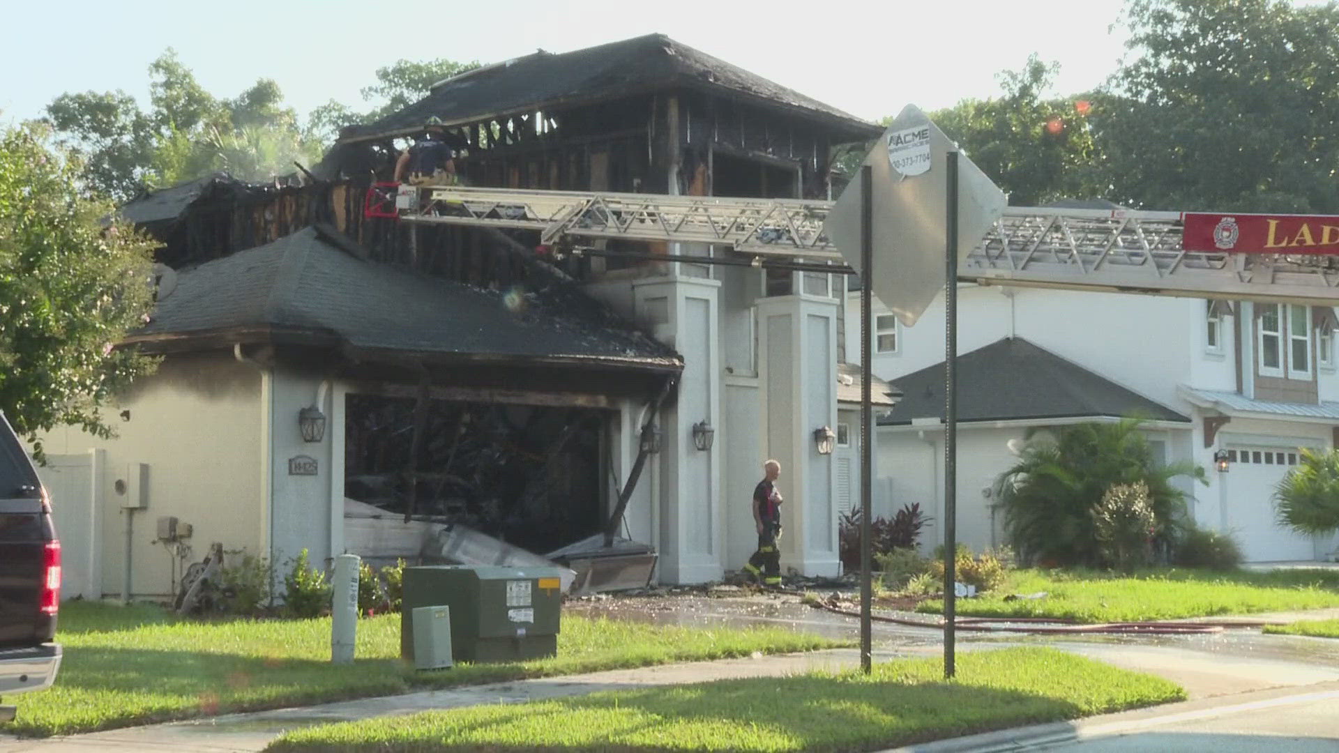 The Jacksonville Fire and Rescue Department responded to the fire near the Intracoastal Waterway at approximately 6:30 a.m.