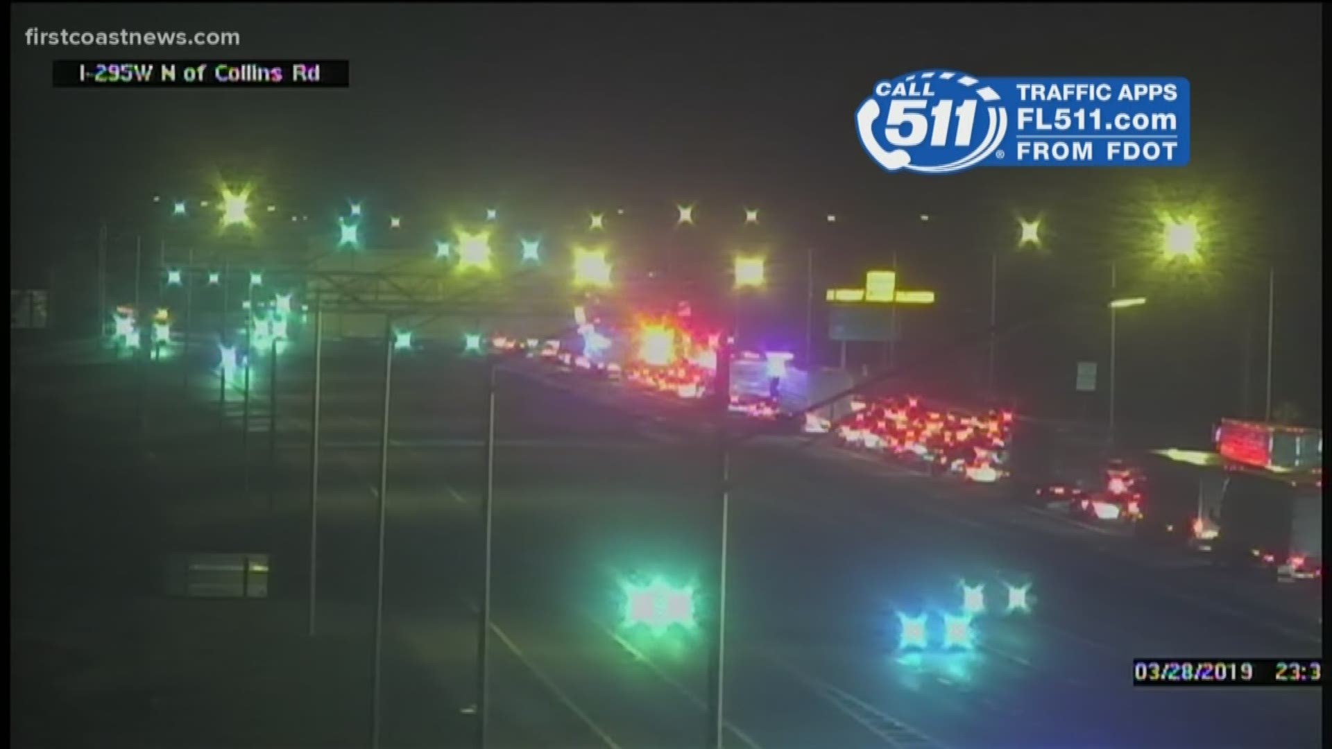 Northbound lanes of I-295 were blocked Thursday night for investigation.