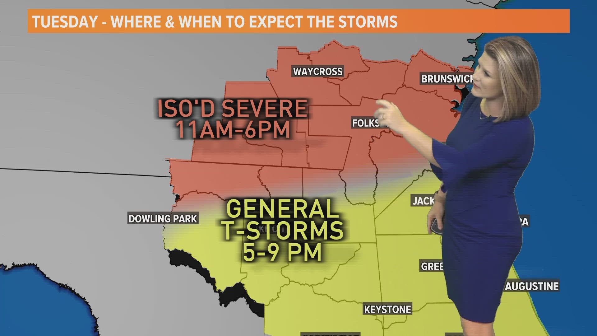 Meteorologist Lauren Rautenkranz is tracking a stormy day for the First Coast overall, but the heavy weather doesn't move into Jacksonville until early this evening.
