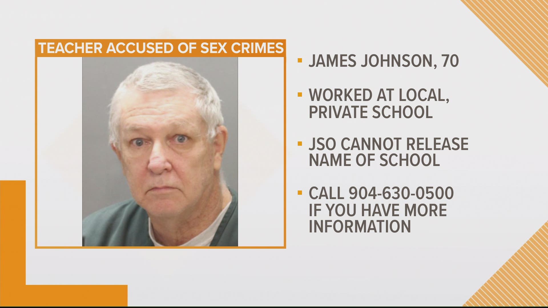 The JSO said they are searching for more possible victims of 70-year-old James Johnson. JSO can't say what school he worked at due to Marsy's Law.