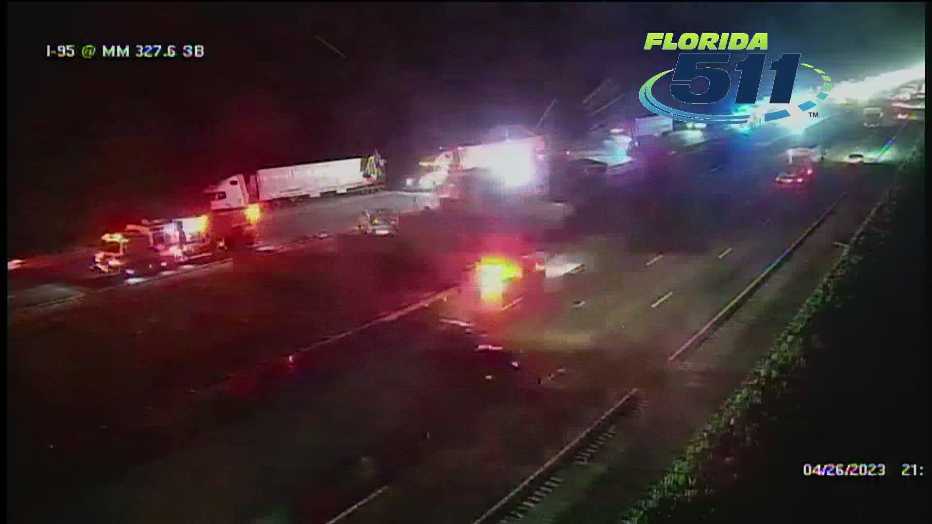 Florida Highway Patrol says the crash happened around 8:26 p.m. near mile marker 327, which is several miles north of International Golf Parkway.