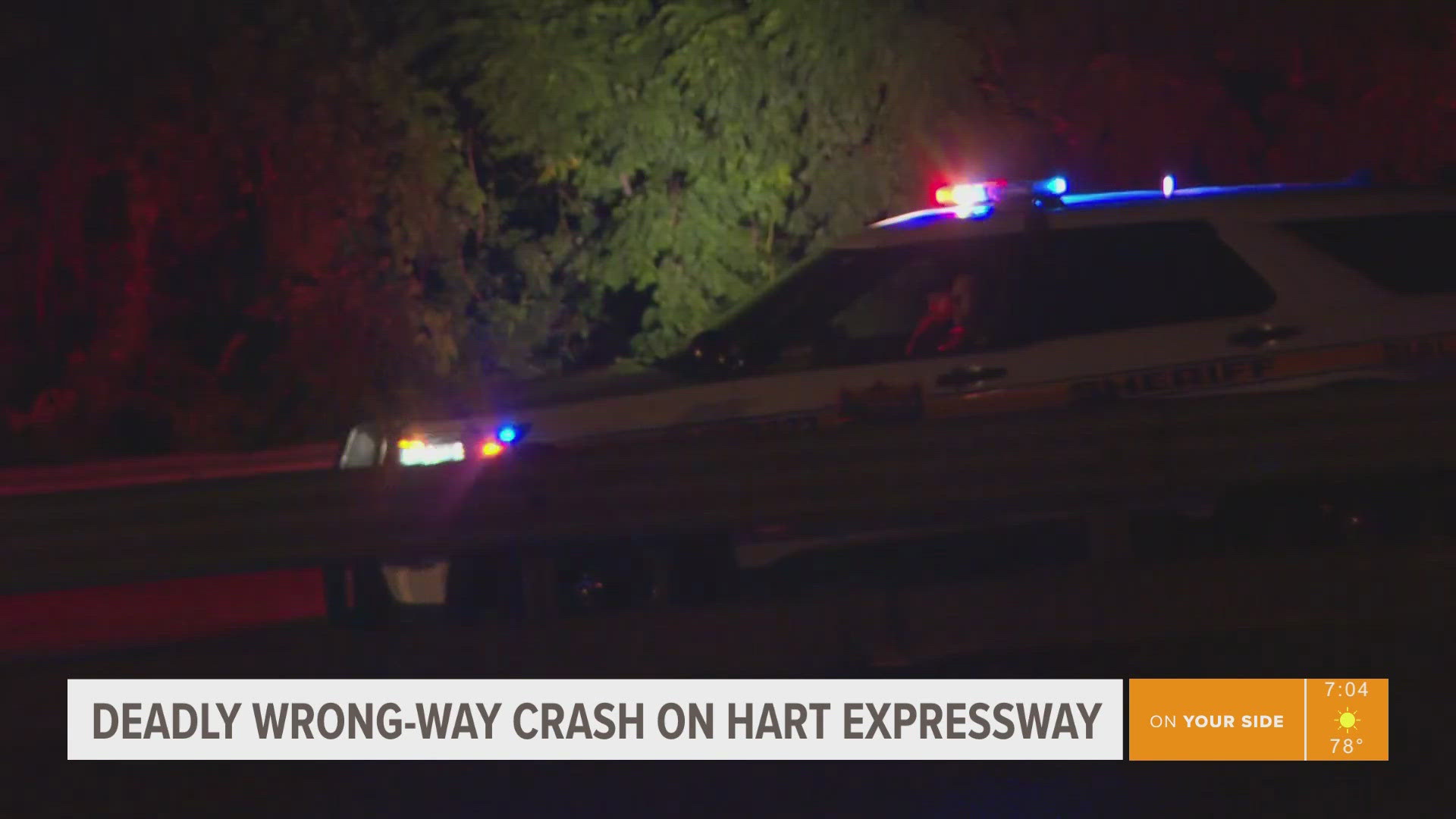 A woman is dead after an overnight, wrong-way crash closed parts of the Hart Expressway.
