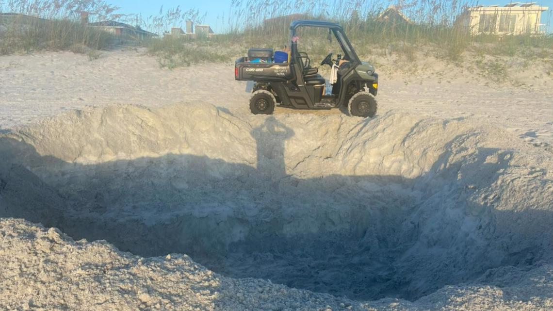 Volunteers Warn About The Dangers Of Digging Holes At The Beach