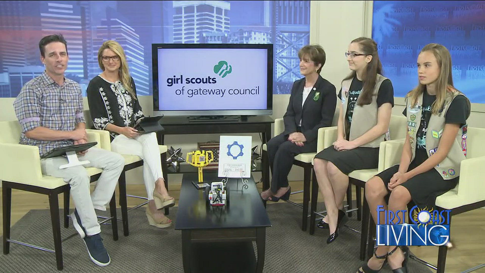 Mary Anne Jacobs Brings in Two Scouts from the All Girl Robotics Team