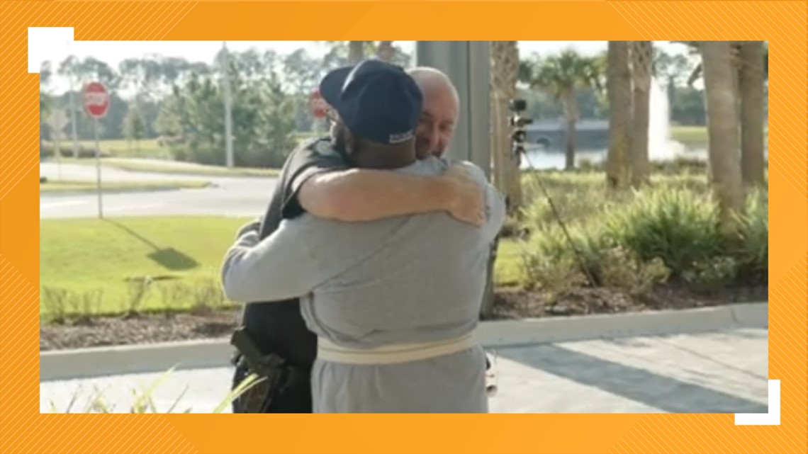 Watch Duval County Schools Police Chief Greg Burton released from Brooks Rehab gets emotional sendoff