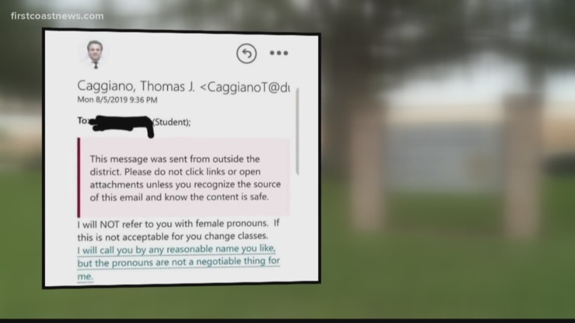 A Sandalwood High School teacher's refusal to use a trans student's preferred pronoun is generating calls for his firing.