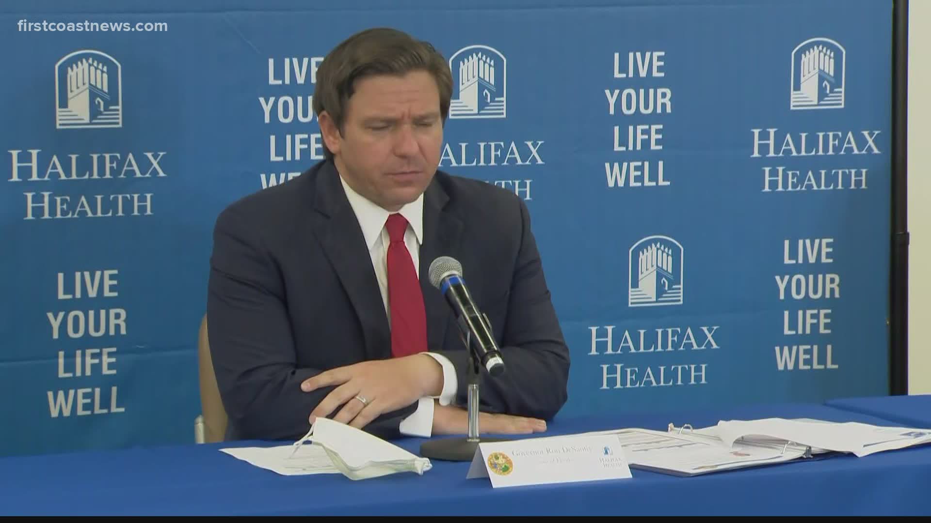 During the news conference, DeSantis said the state received 200,000 COVID-19 anti-body tests early Sunday morning.