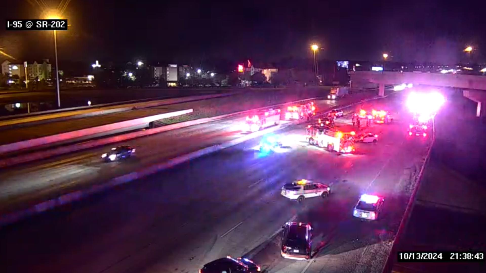 All lanes closed on I95 North at JTB due to crash with injuries