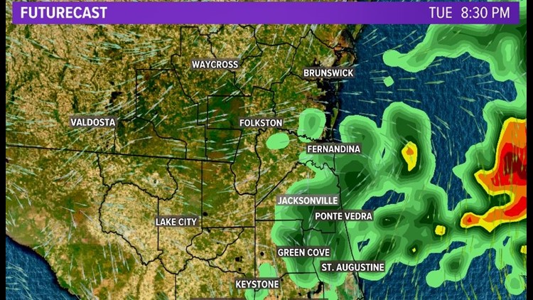 Local Weather: Stormiest in southeast Georgia, but downpours do move into Jax after 5 p.m.