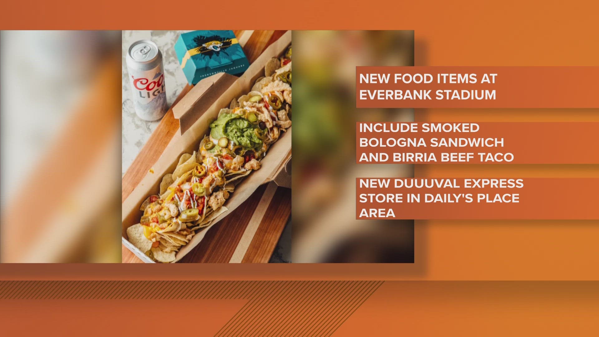 A day before the Jaguars' home opening game, EverBank Stadium has revealed that there will be new food items available on menus, including a smoked bologna sandwich.