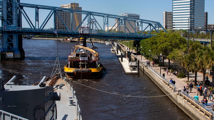 Photos: USS Orleck arrives in Downtown Jacksonville