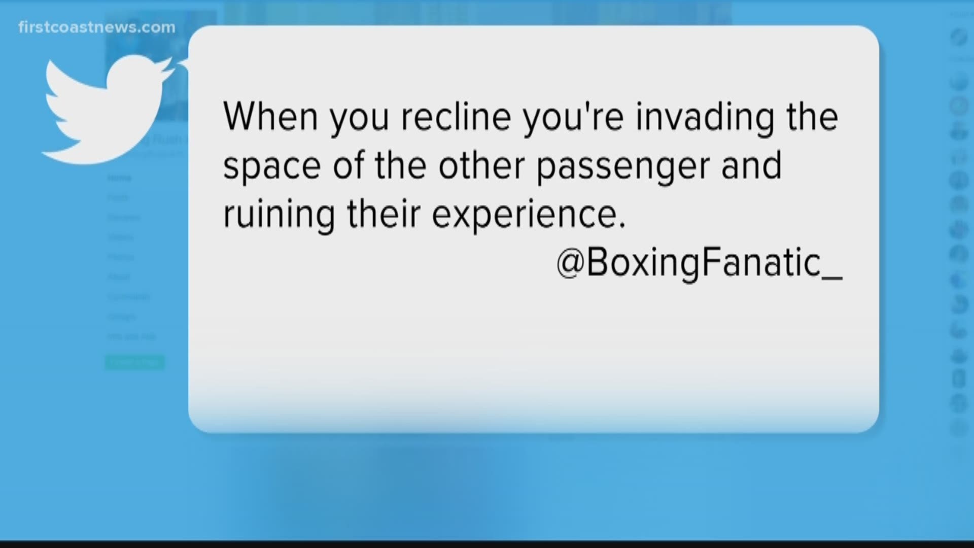 One woman is upset with her experience on a flight after a man continuously punched the bag of her seat. Now viewers are weighing in.