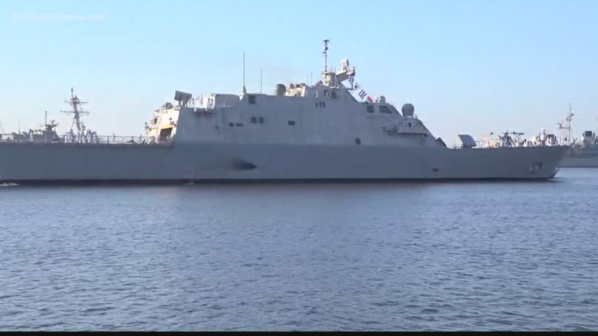 Mayport will be the ship's new home port after it was commissioned at the U.S. Naval Academy in Annapolis, Maryland.