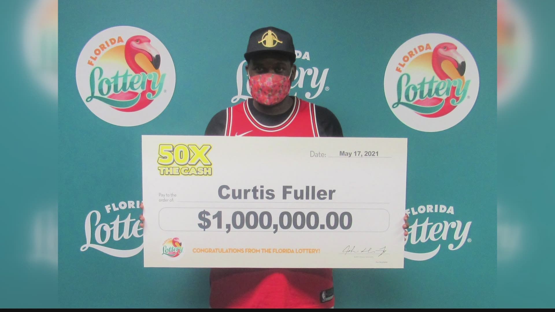 Florida lottery winner Curtis Fuller of Jacksonville won a million bucks on a 50 times the cash scratch off game.