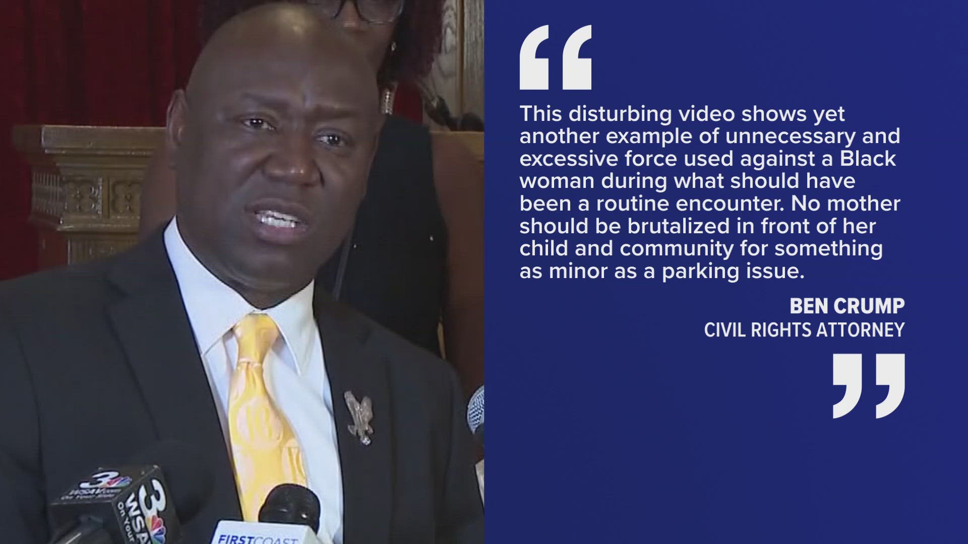 "No mother should be brutalized in front of her child and community for something as minor as a parking issue."