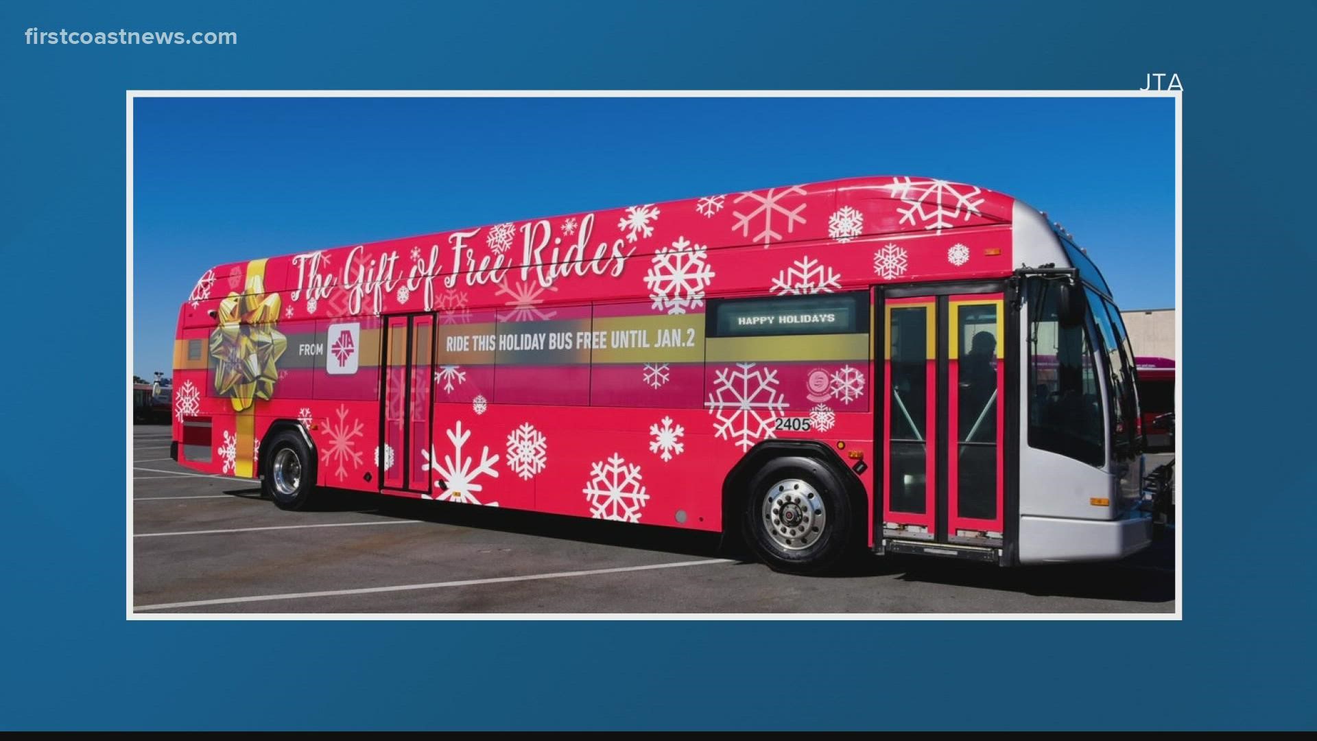Bus riders across Jacksonville will get to enjoy Christmas music and holiday decorations on the bus with Santa at the wheel.
