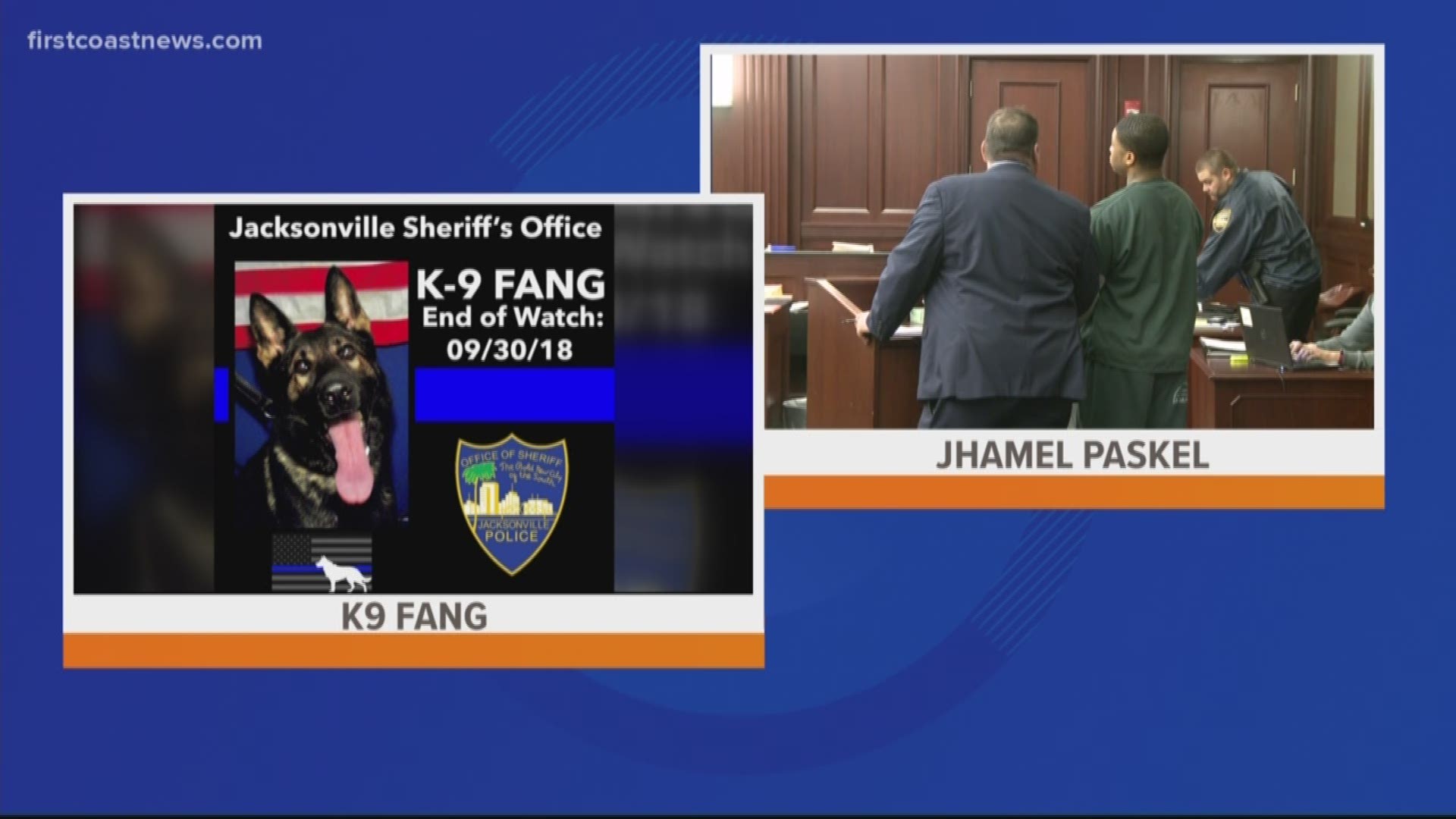 Jhamel Paskel, who was just 17 at the time of the crime, is being charged as an adult for two counts of armed kidnapping, armed robbery and killing a police dog.