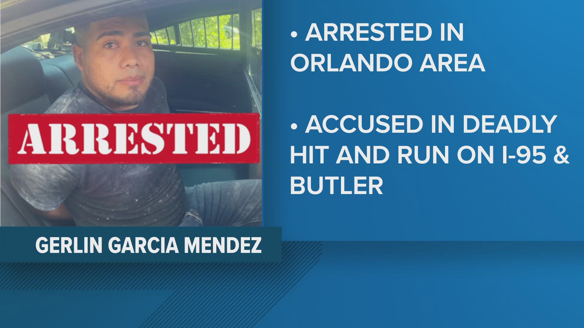 Florida Highway Patrol says Gerlin Adali Garcia Mendez caused the crash, which happened on Oct. 13, and fled on foot afterward.