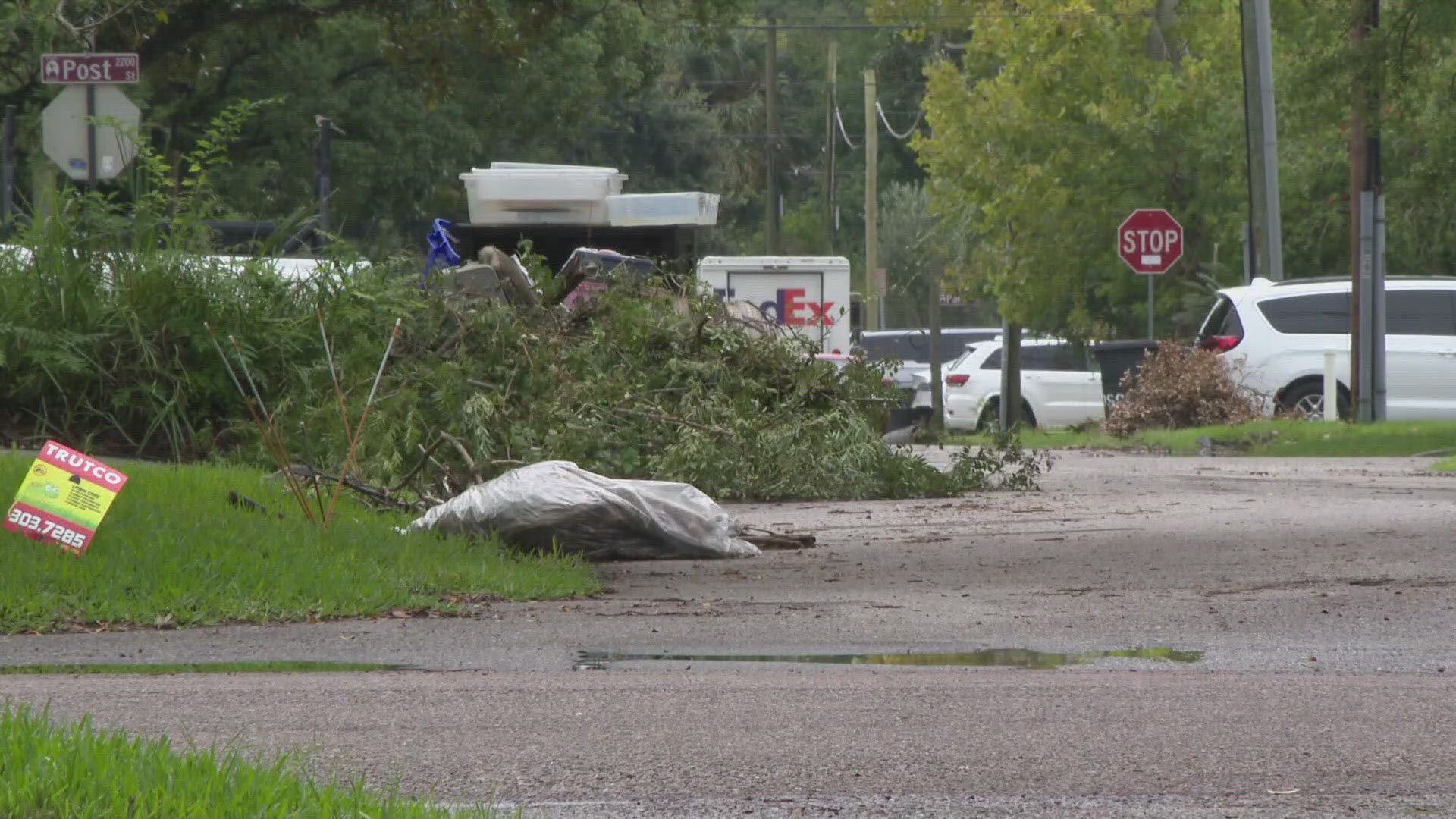 City leaders say yard debris is being collected but they are behind schedule and have brought in extra crews to help. Homeowners are asked not to put out new debris.