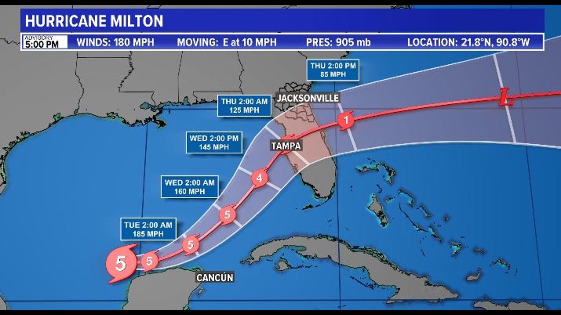 Milton rapidly intensified into a Category 5 on Monday. 