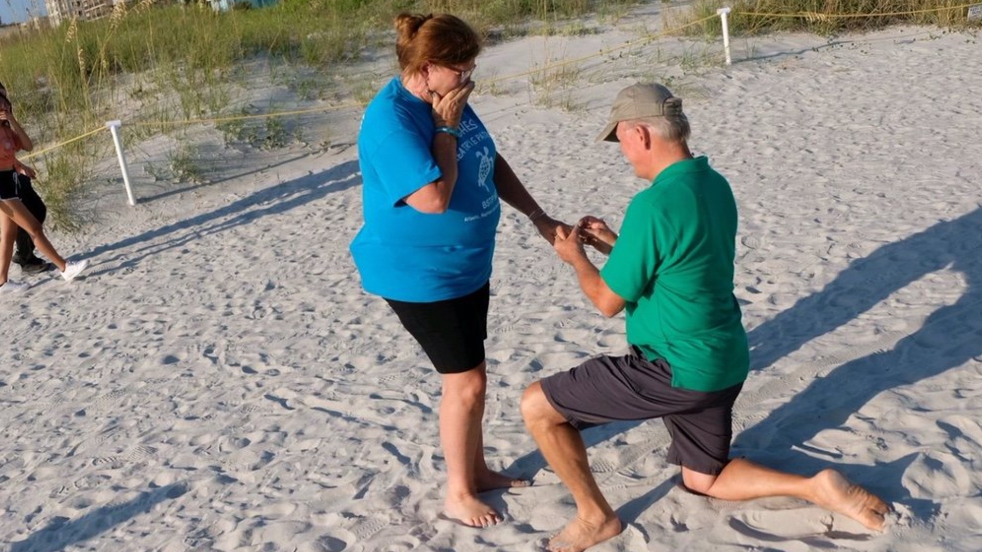 Deb and Dan met at the July 5, 2020 Beaches Clean Up event. He proposed to her at the July 5, 2022 event. She said yes!