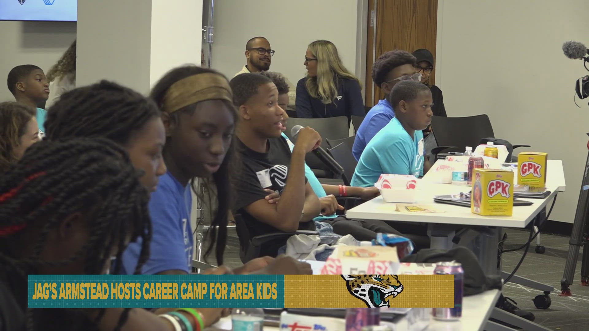 Jacksonville Jaguars defensive tackle Arik Armstead and his wife Dr. Mindy Armstead hosted dozens of local kids for their Stay Hungry Career Camp on Tuesday. 