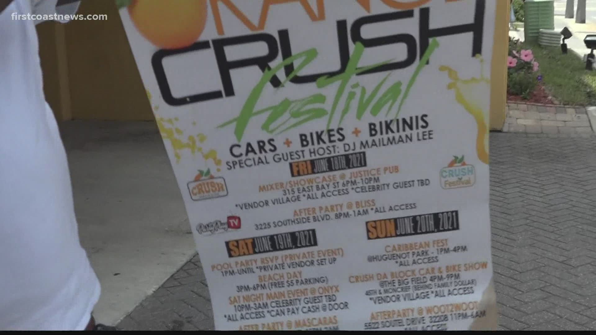 The festival is expected to draw 20,000 people with party events around Jacksonville and its beaches.