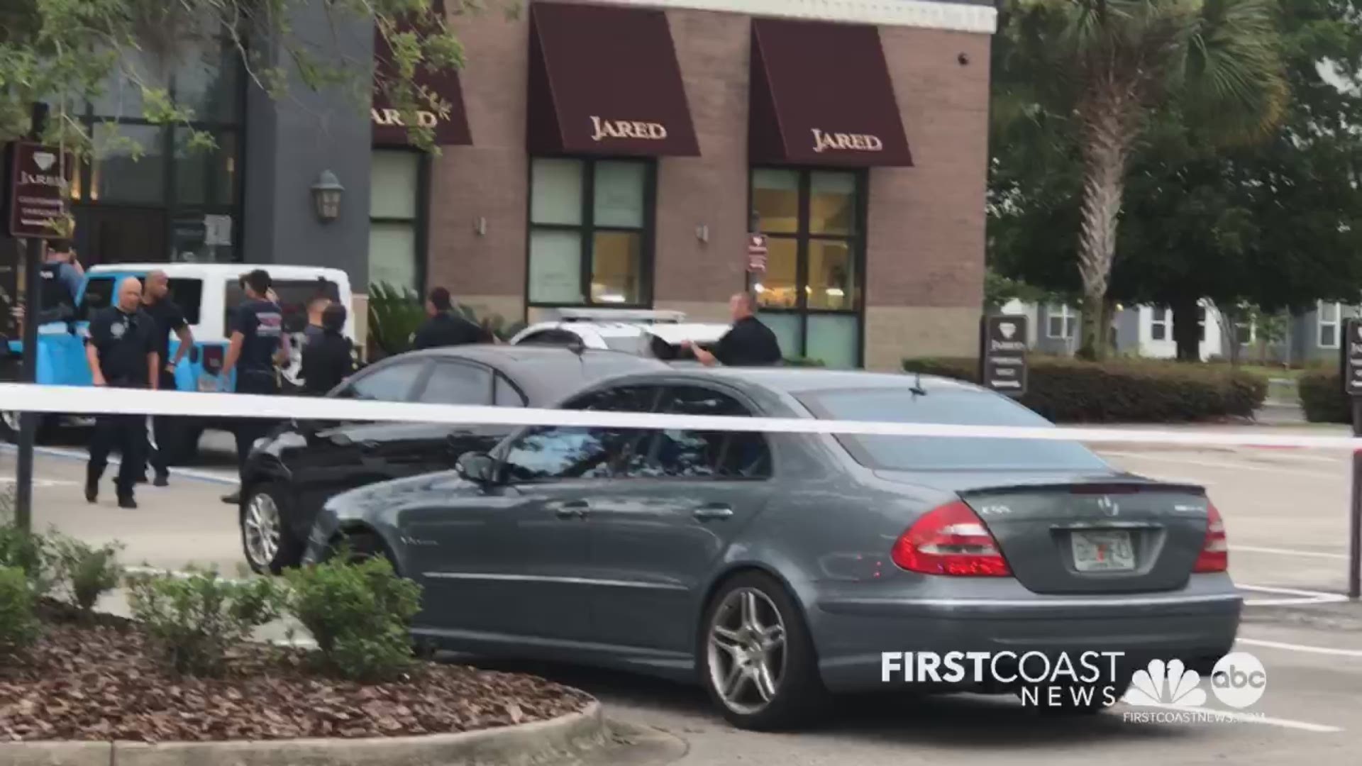 Police tape is surrounding the Jared jewelry store in Town Center on the Southside on Tuesday after witness said an armed robbery took place at the business.