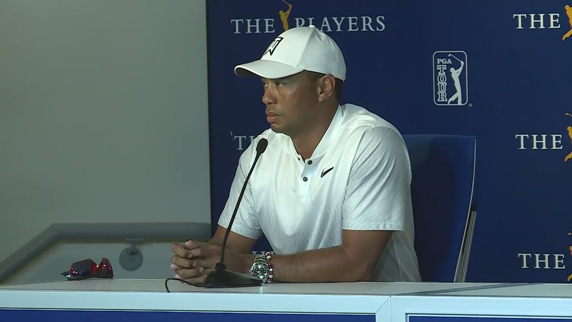 Pro golfer Tiger Woods discusses The Players Championship today with the media.