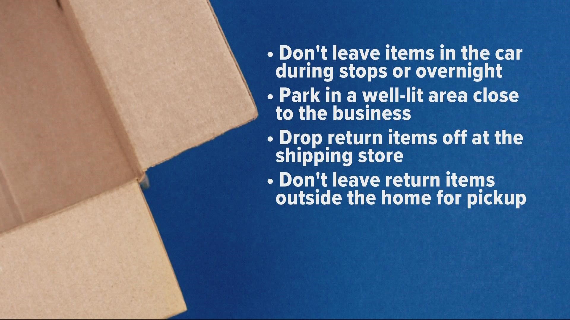 Experts say leaving out boxes of high-priced items for anyone to see can be dangerous. Flatten boxes and don't leave the items visible in the car.