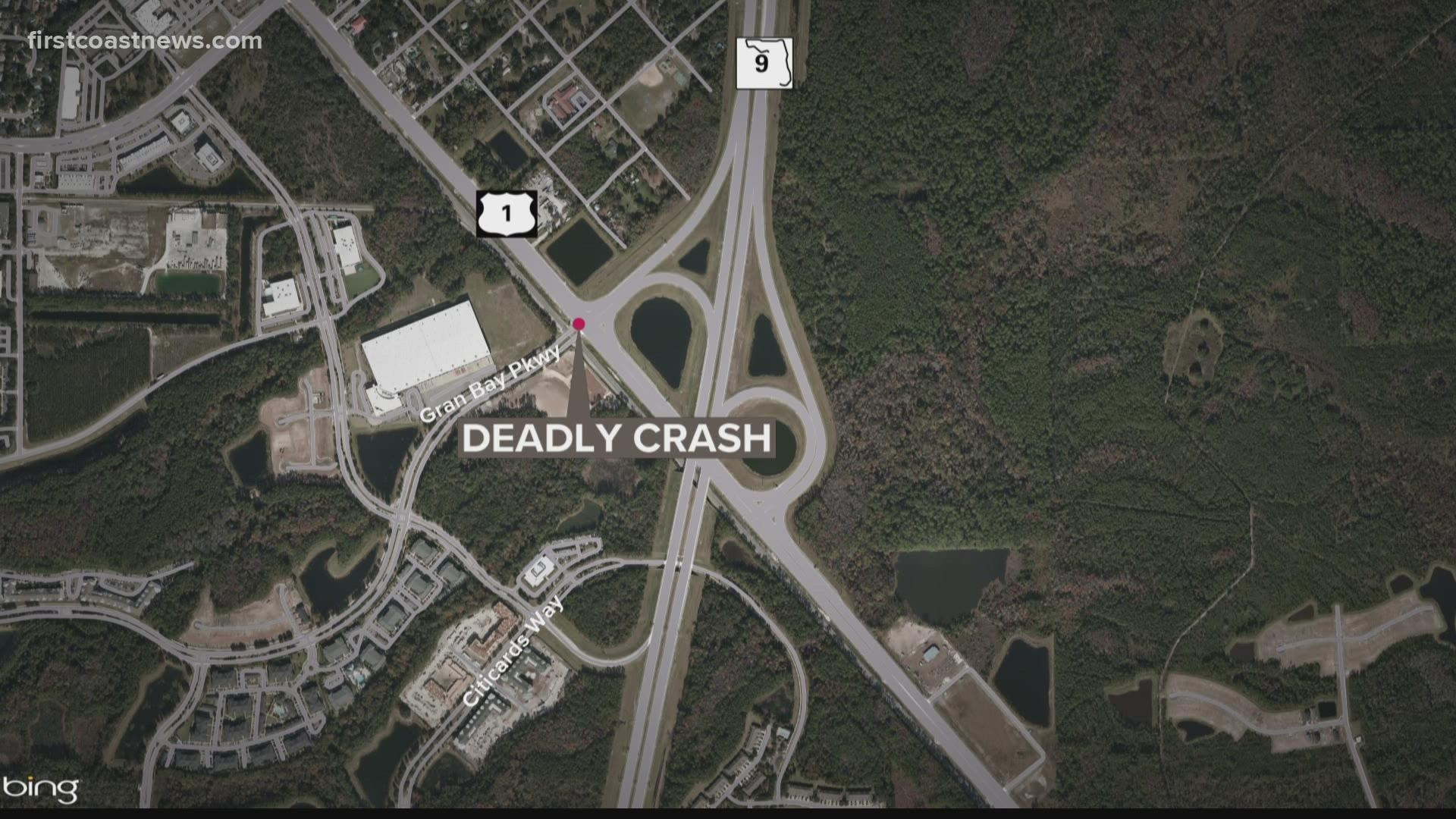 The crash happened at about 2:30 a.m. at the intersection of US 1 and Gran Bay Parkway.