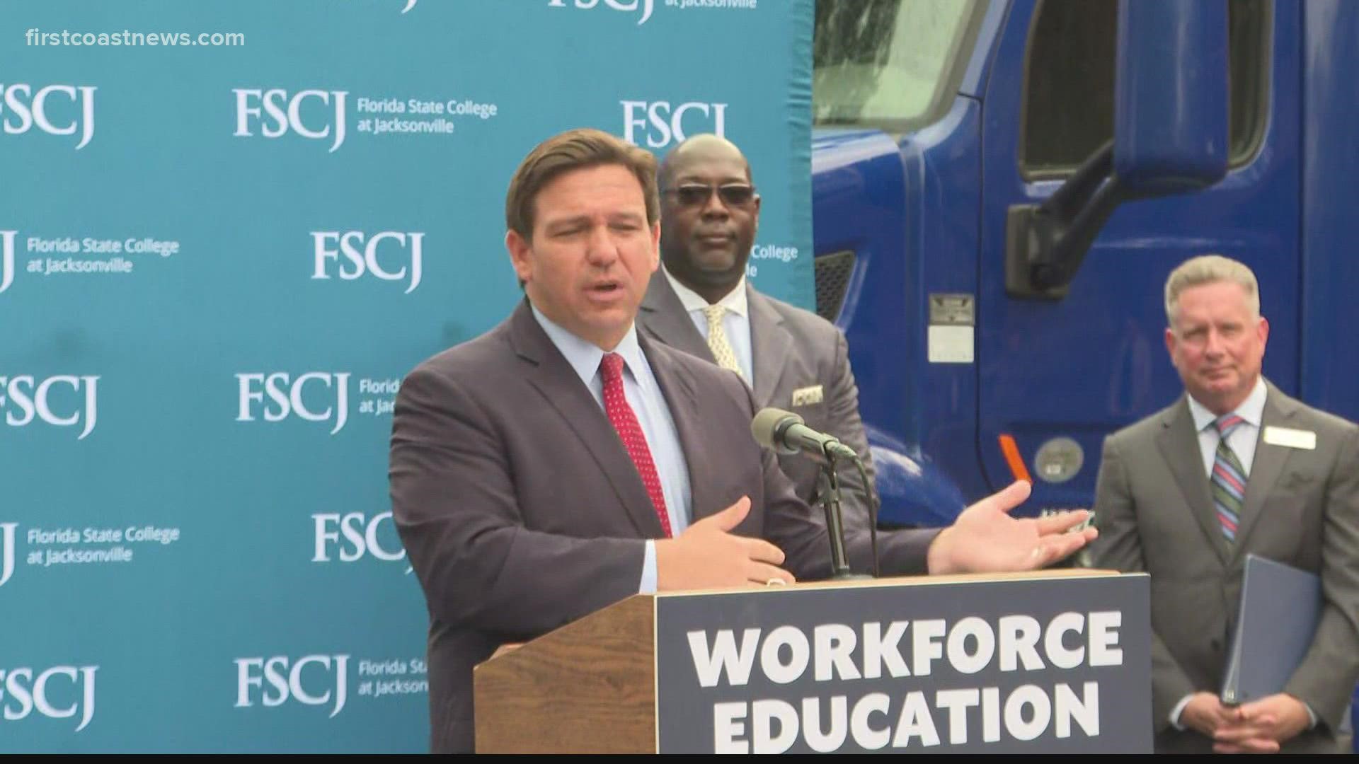 The governor was joined by FDOT Secretary Kevin Thibault and Department of Economic Opportunity Secretary Dane Eagle at FSCJ in Nassau County.