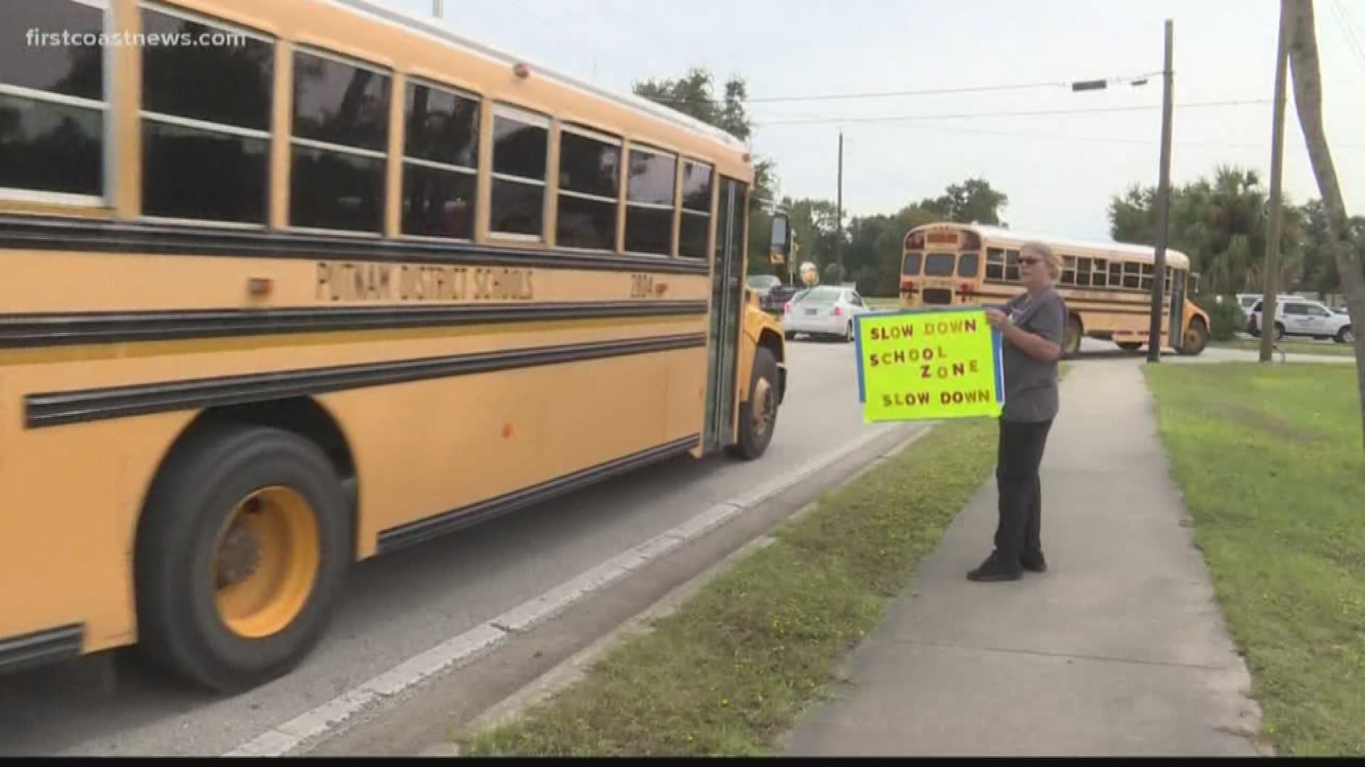 The Putnam Academy of Arts and Sciences Charter School is near the school zone and one grandmother says she's doing her part to insure drivers slow down.